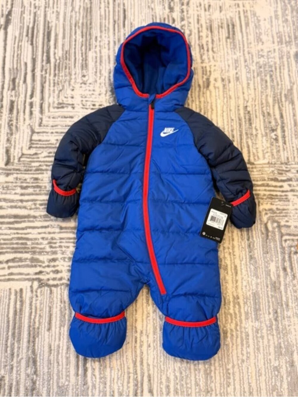 NEW Nike kids 9 months blue puffer bunting waterproof WINTER warm coat UNISEX
